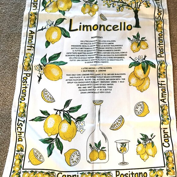 NEW  LArge Limoncello Tea Towel | Limoncello Recipe - Picture 1 of 1